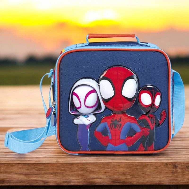Combo Morral + Lonchera + Cartuchera Capi Spidey And Friends
