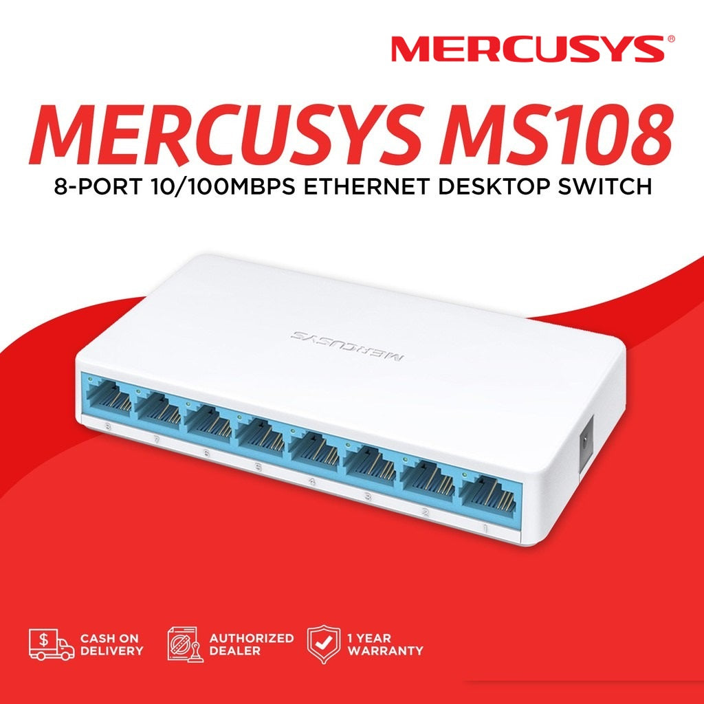 Switch Desktop 8 Puertos 10/100 Mbps RJ-45 MS108 Mercusys