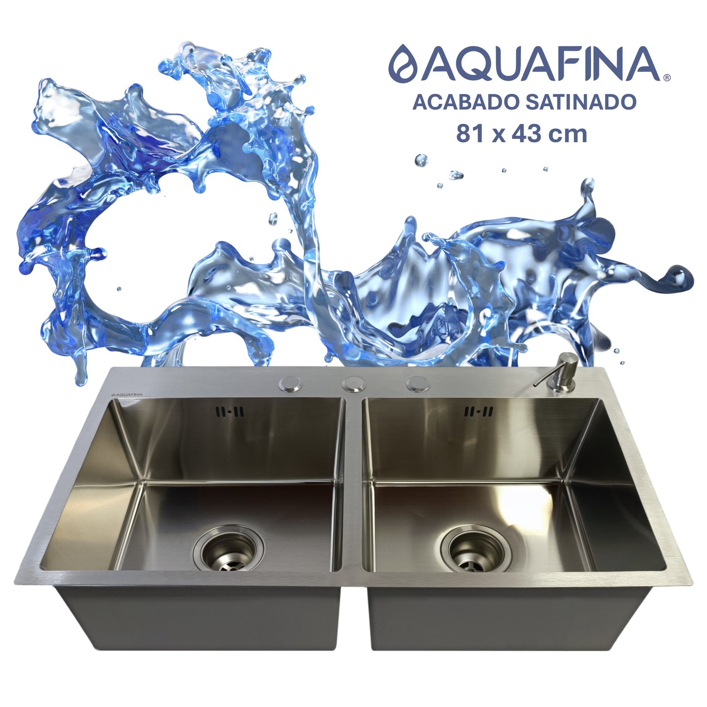 Fregadero / Lavaplatos Aquafina Empotrable Doble Tina 81x43cm