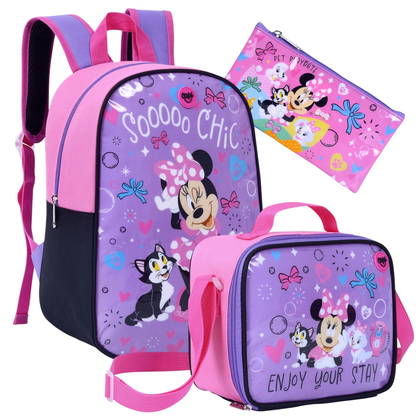 Tripack / Morral + Lonchera + Estuche Capi Kids - Minnie Chic (XS)