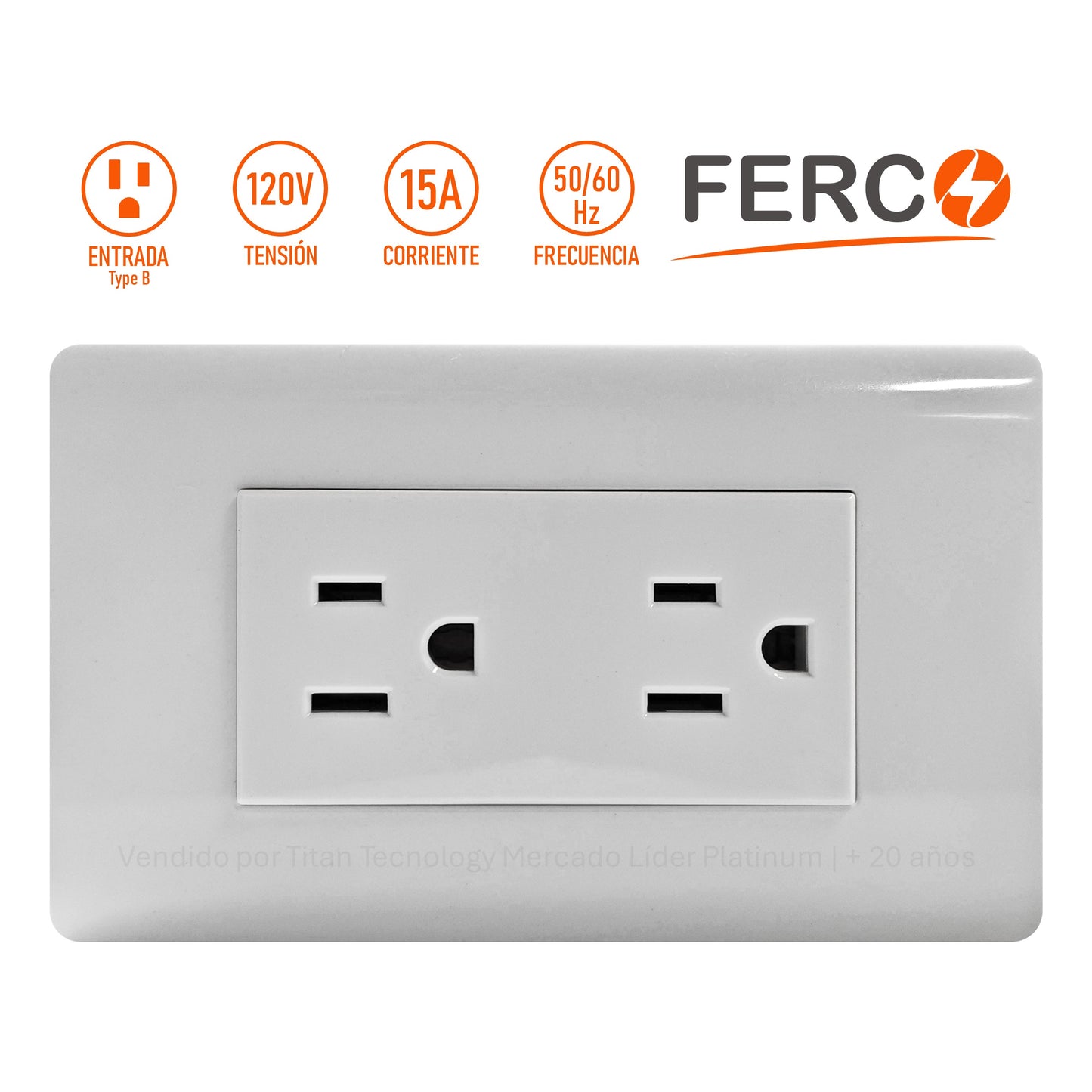 Toma Corriente Doble Ferco Polarizado Blanco 120v / 15a