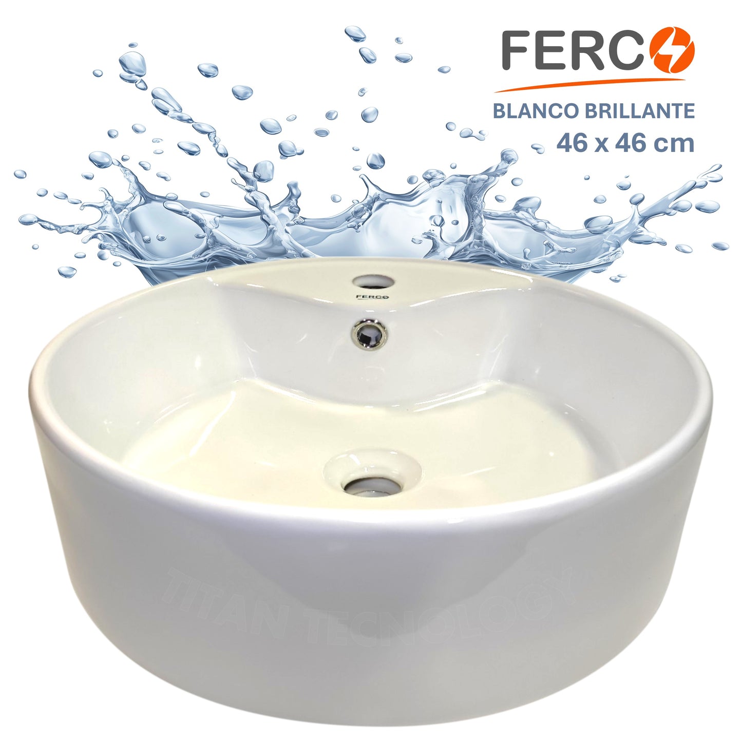 Lavamanos Moderno FERCO Circular Para Sobreponer 46x46cm