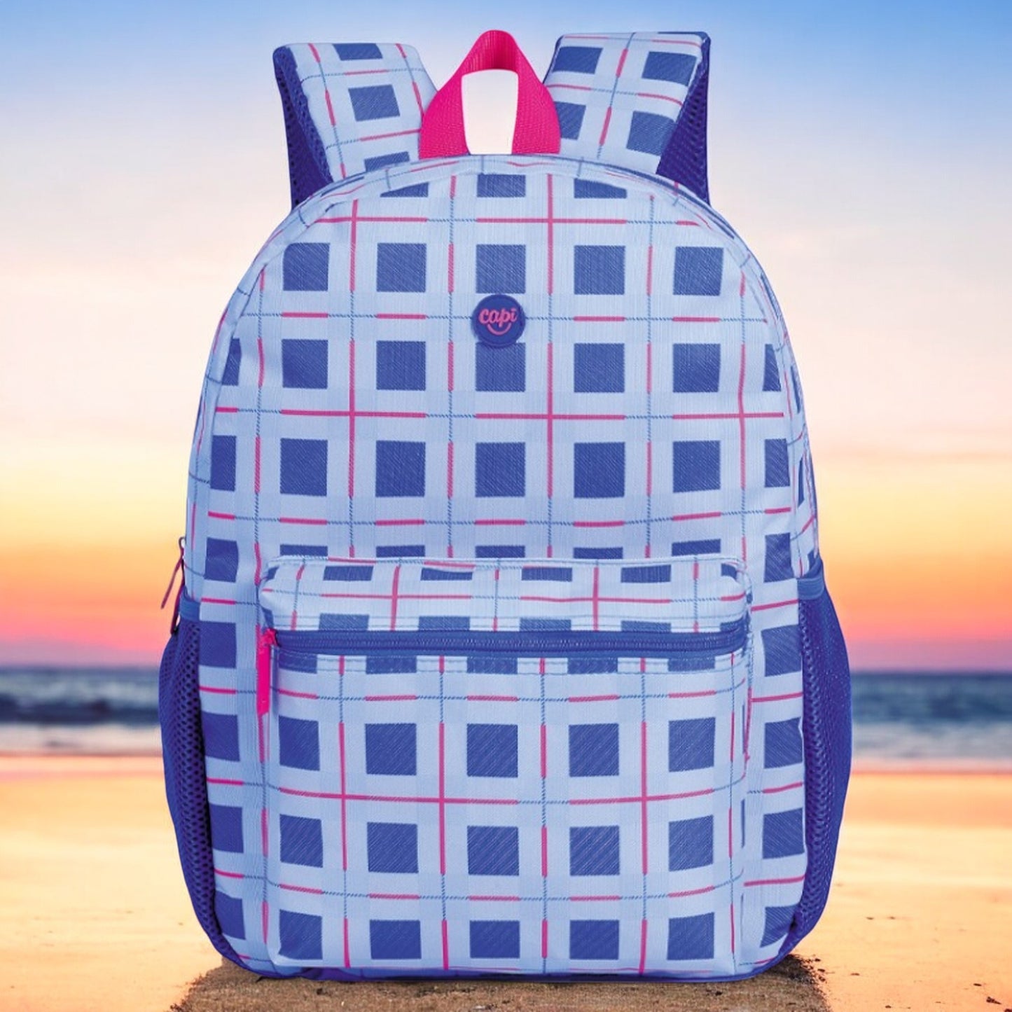 Bolso / Morral Grande Blue Pink + Porta Tablet 15"