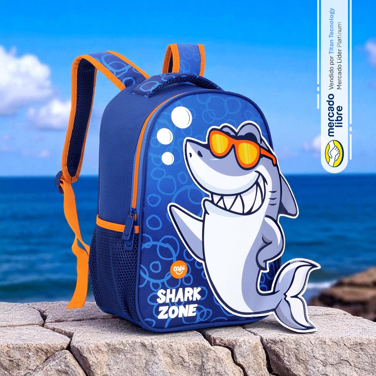 Bolso / Morral Capi Kids Mediano Cool Shark (XS)