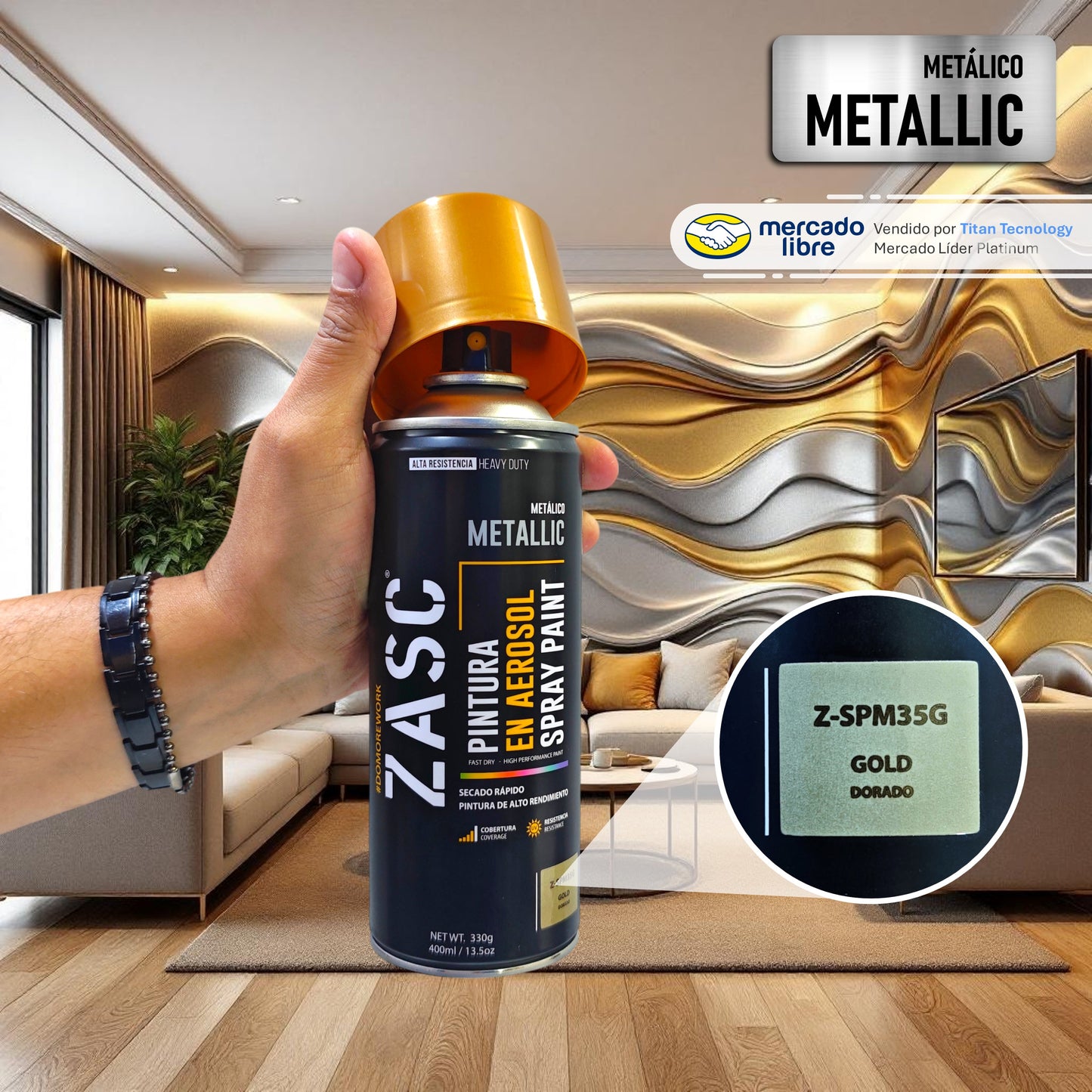 Pintura En Spray / Aerosol Zasc Colores Metálicos 400ml