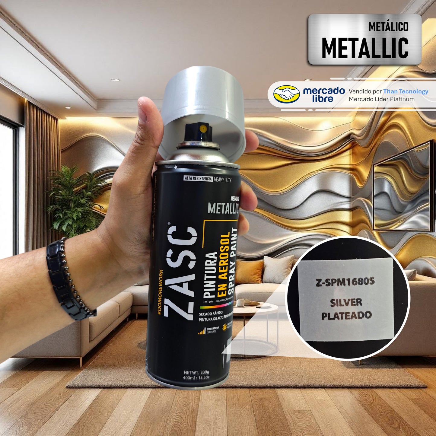 Pintura En Spray / Aerosol Zasc Colores Metálicos 400ml