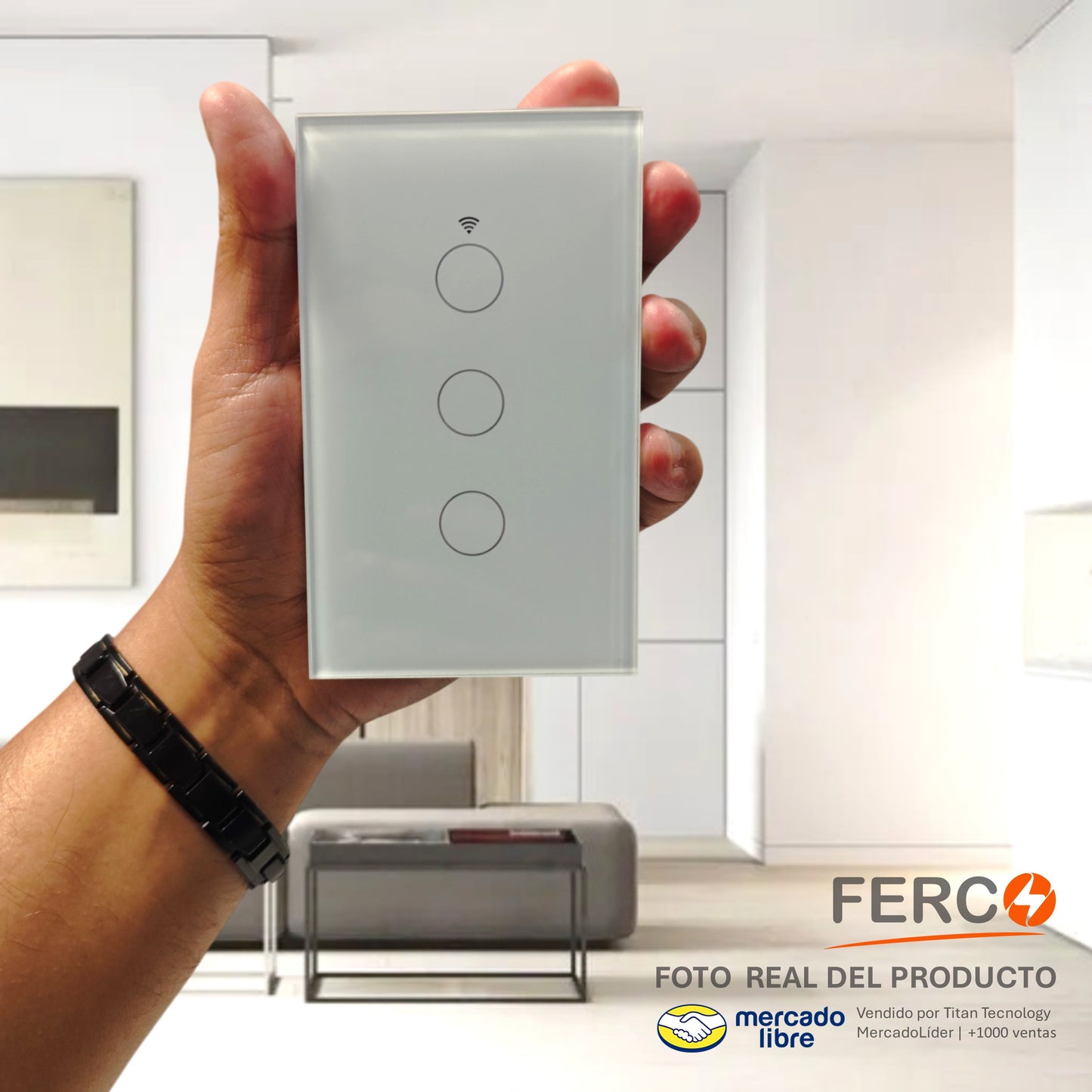 Interruptor Wi-fi Inteligente FERCO Táctil / Voz compatible con Alexa & Google