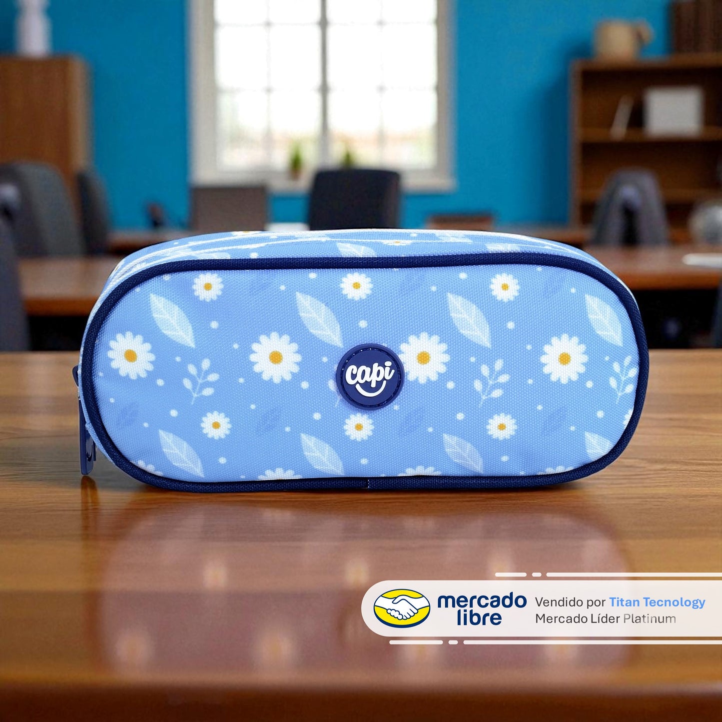 Cartuchera / Estuche Capi Ovalado Doble Cierre Daisy