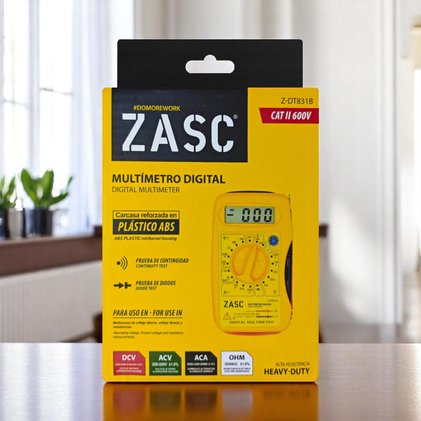 Tester / Multímetro Digital Zasc AC/DC 500v Cat-II + Batería 9v