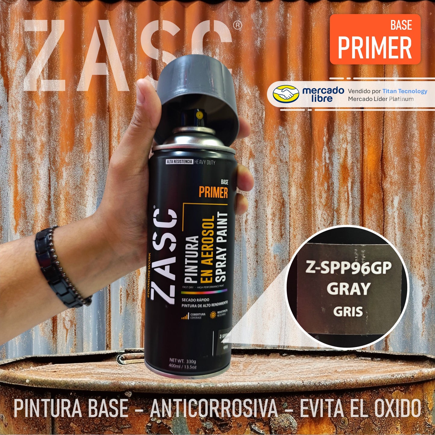 Pintura En Spray / Aerosol Zasc - Fondo Anticorrosivo 400ml