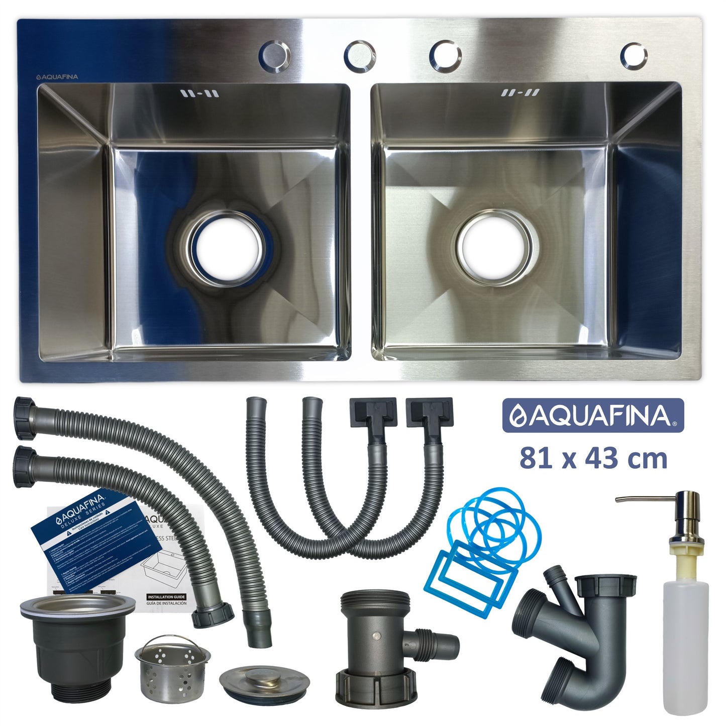 Fregadero / Lavaplatos Aquafina Empotrable Doble Tina 81x43cm