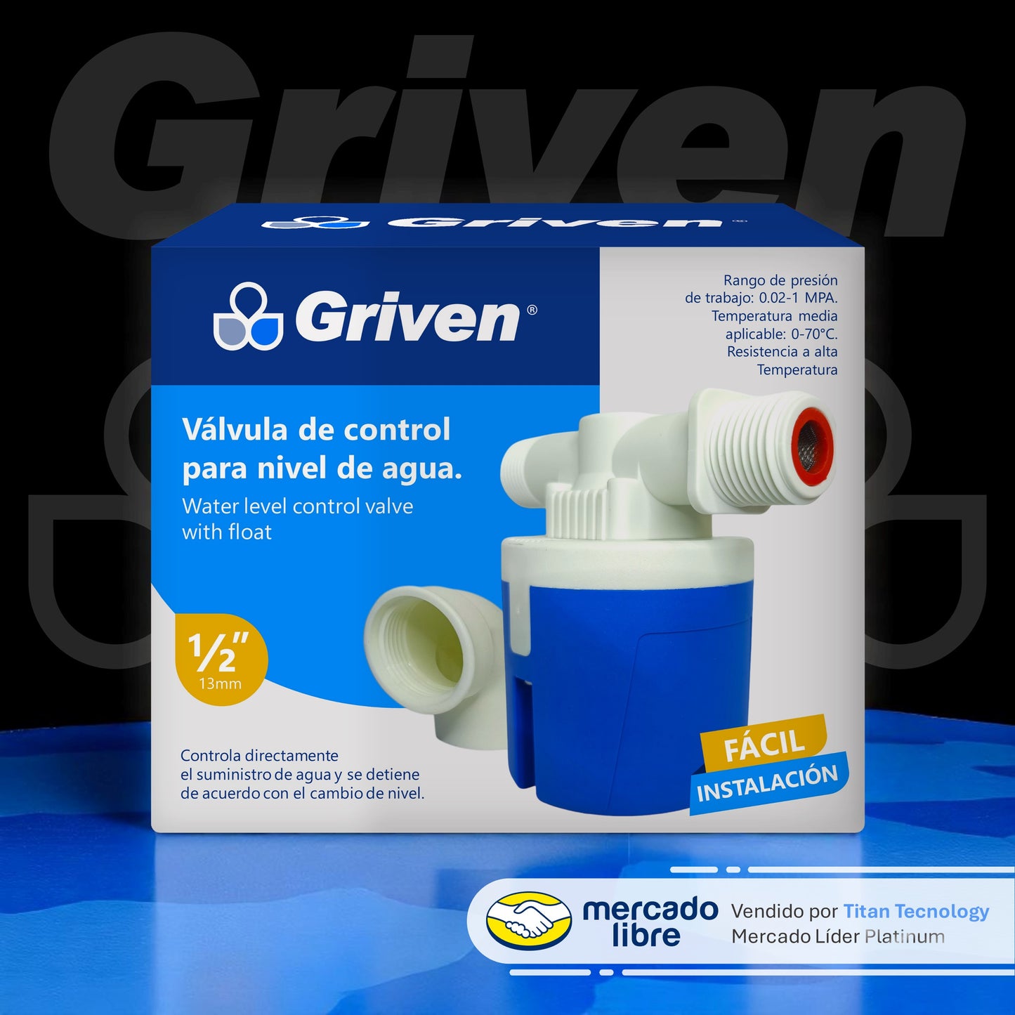 Flotante Mecánico Griven Válvula De Control Agua 1/2 13mm