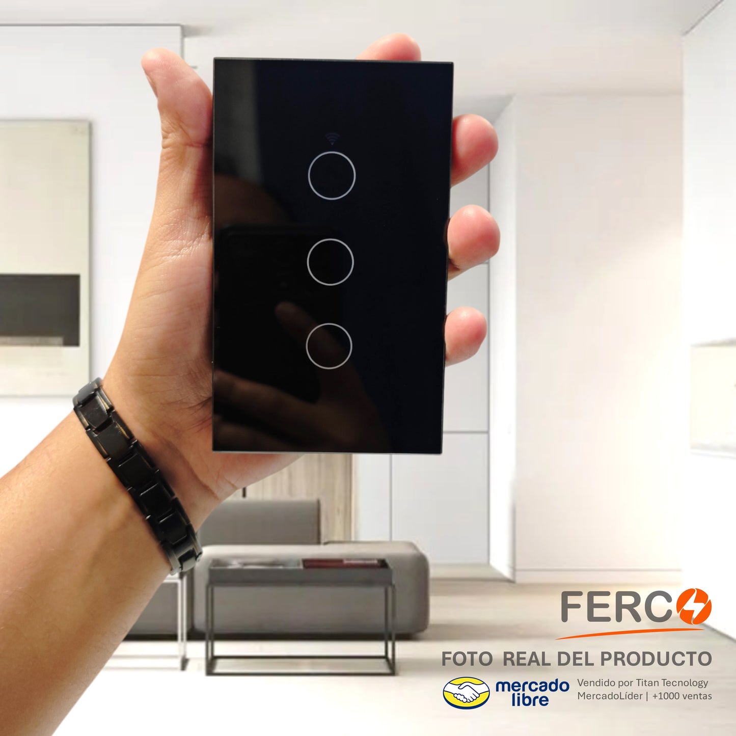 Interruptor Wi-fi Inteligente FERCO Táctil / Voz compatible con Alexa & Google