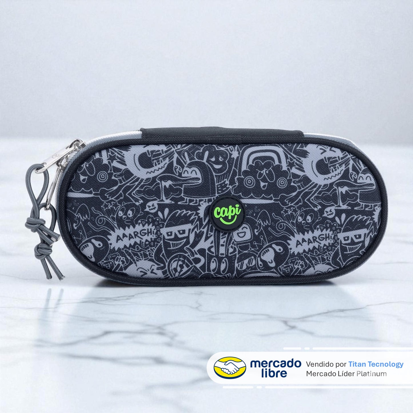 Cartuchera / Estuche Capi Ovalado Gray Doodle