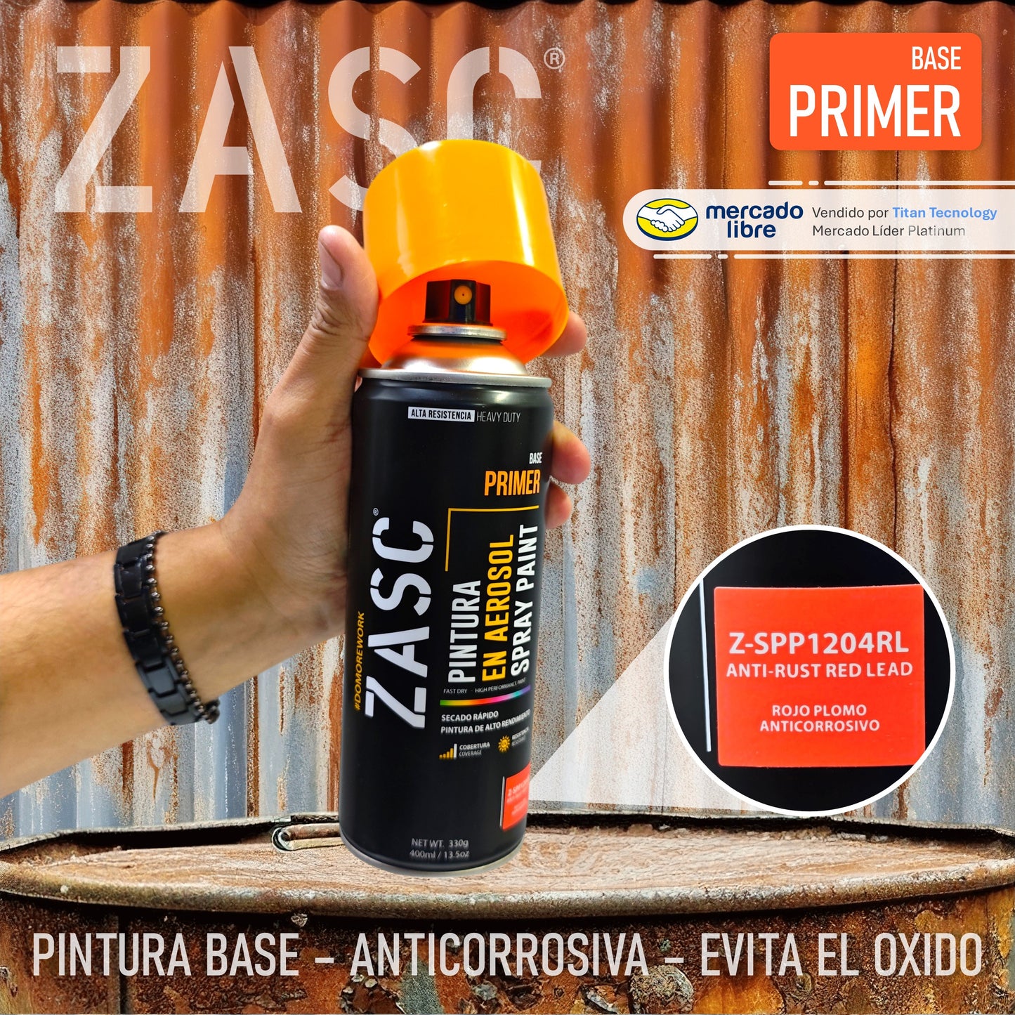 Pintura En Spray / Aerosol Zasc - Fondo Anticorrosivo 400ml