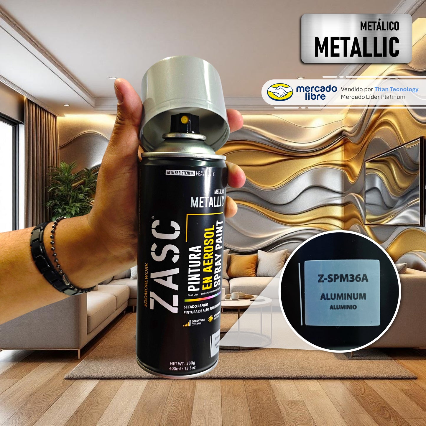 Pintura En Spray / Aerosol Zasc Colores Metálicos 400ml