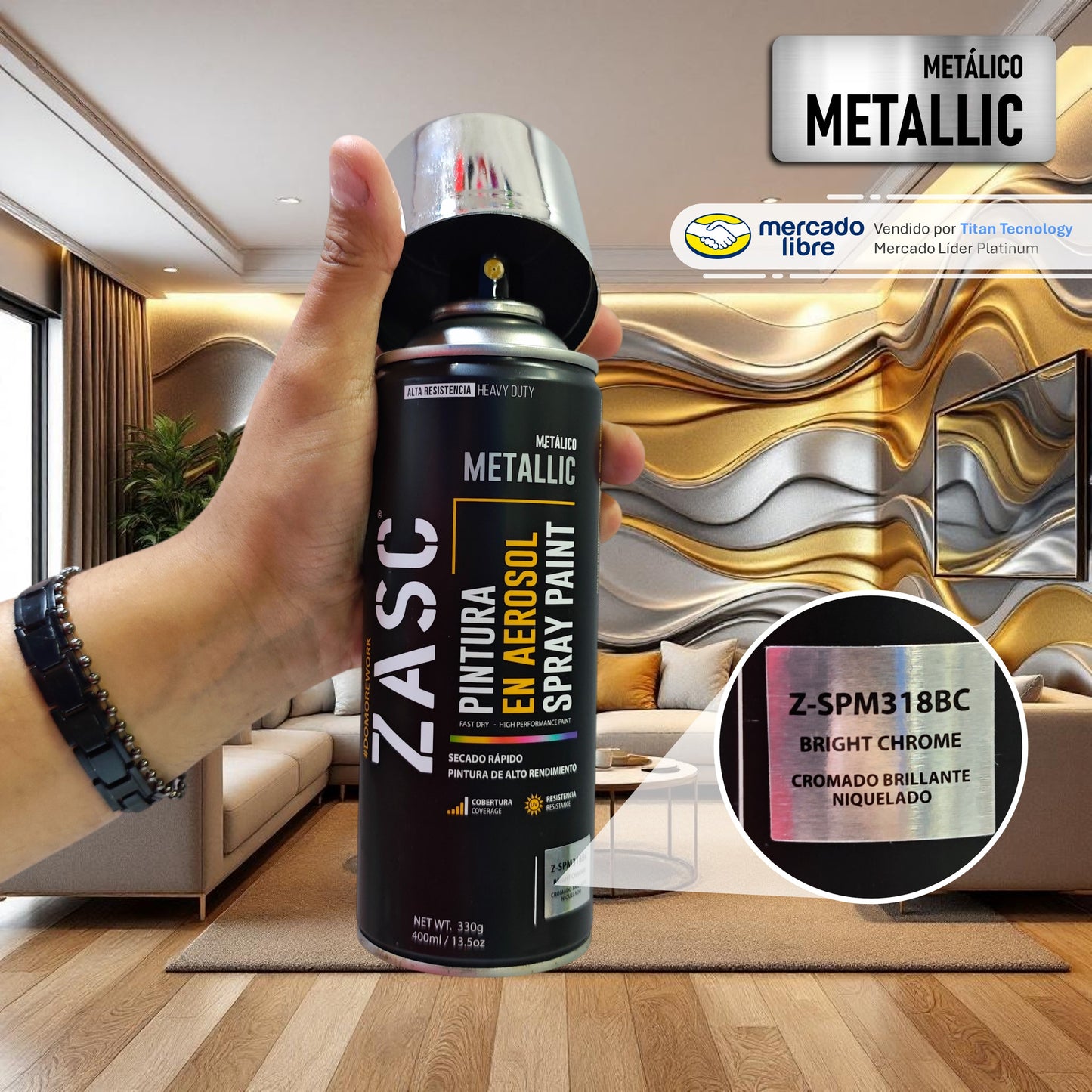 Pintura En Spray / Aerosol Zasc Colores Metálicos 400ml