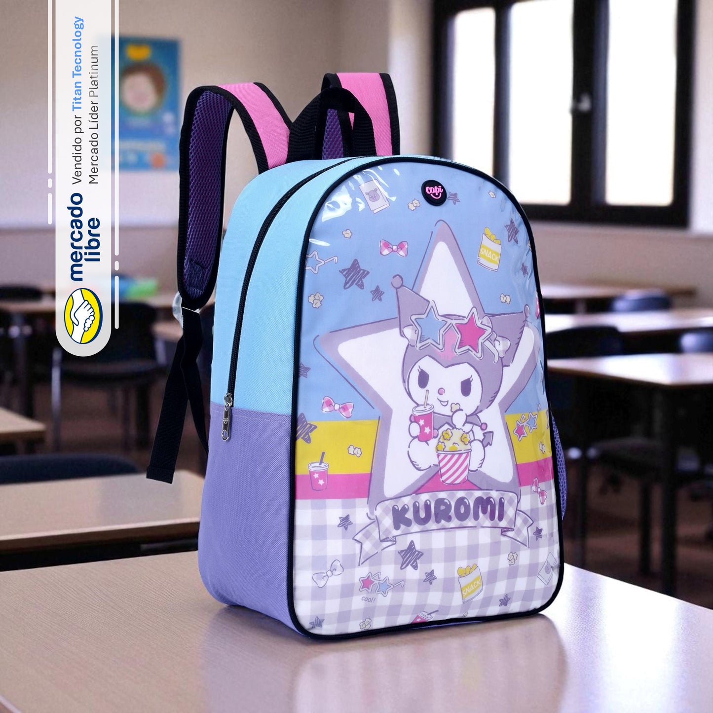 Tripack / Morral + Lonchera + Estuche Capi Kids - Kuromi All Star (S)