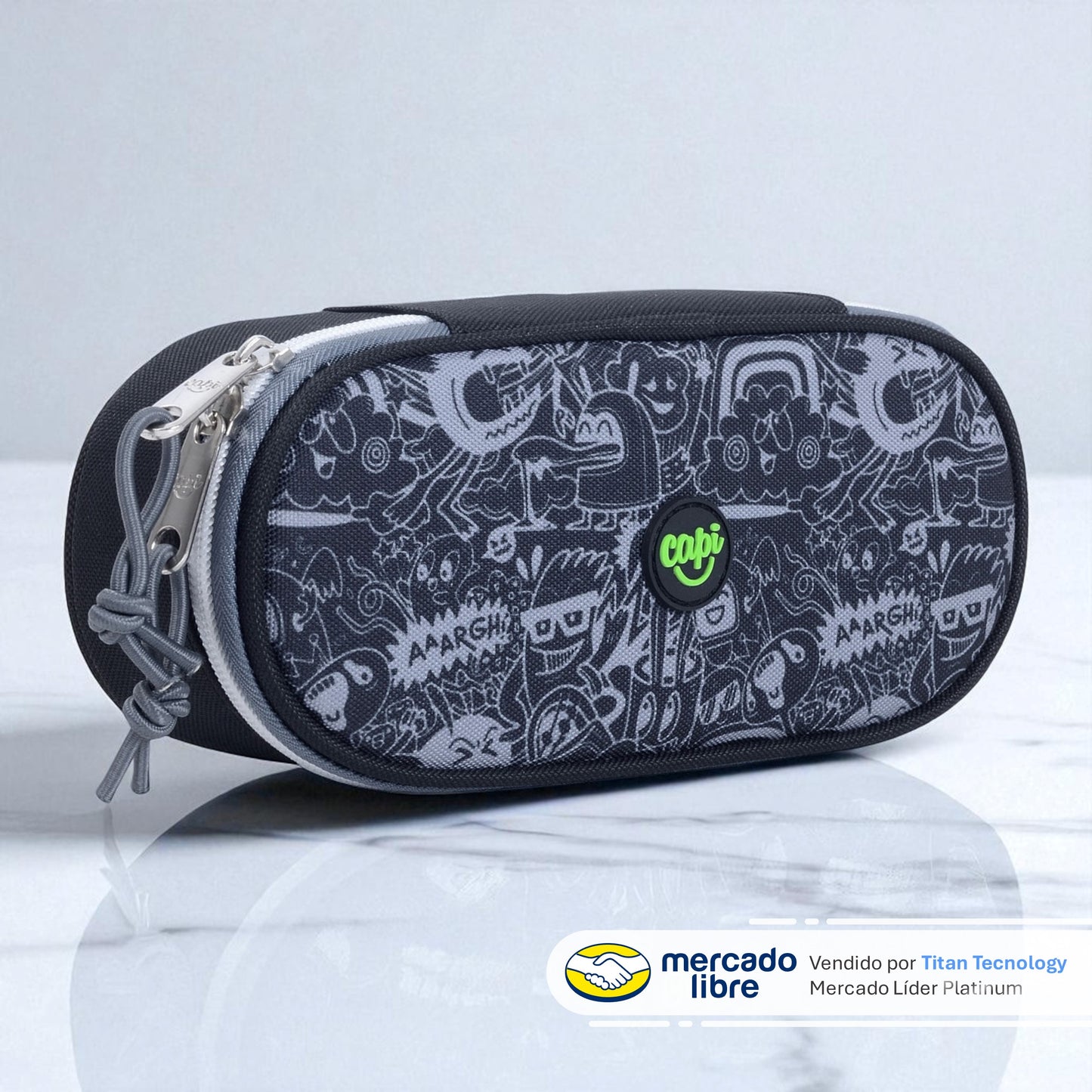 Cartuchera / Estuche Capi Ovalado Gray Doodle