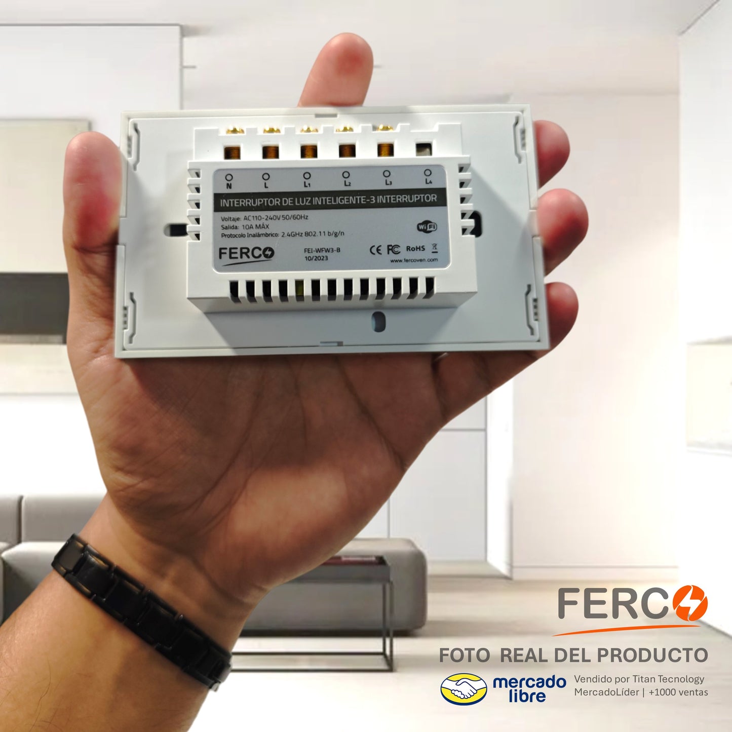 Interruptor Wi-fi Inteligente FERCO Táctil / Voz compatible con Alexa & Google