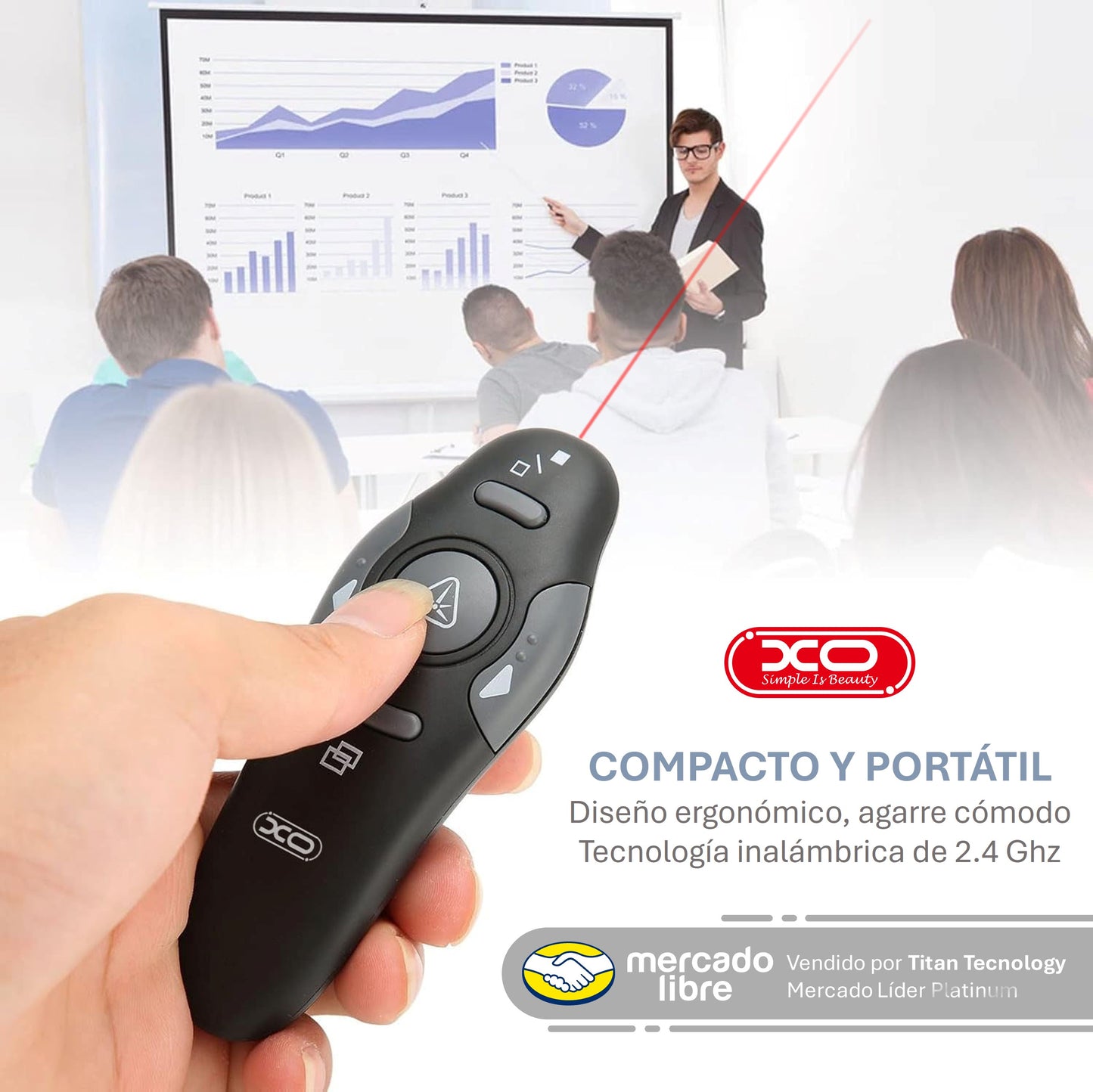 Presentador XO / Apuntador Inalámbrico / Puntero Láser USB