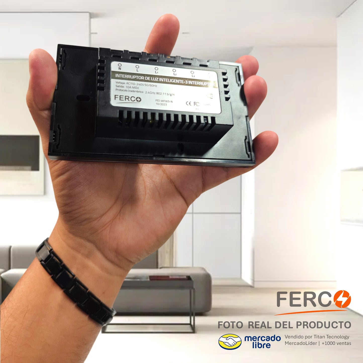Interruptor Wi-fi Inteligente FERCO Táctil / Voz compatible con Alexa & Google