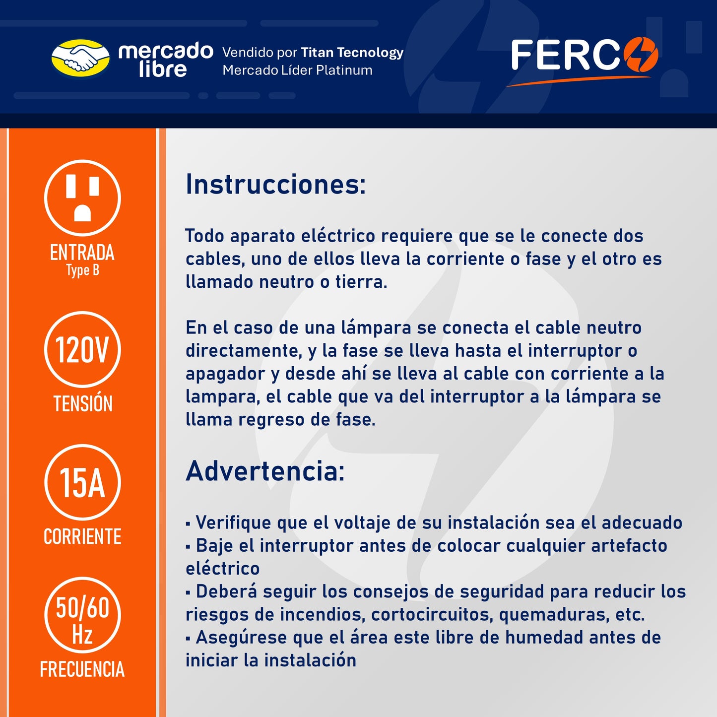 Toma Corriente Doble Ferco Polarizado Blanco 120v / 15a
