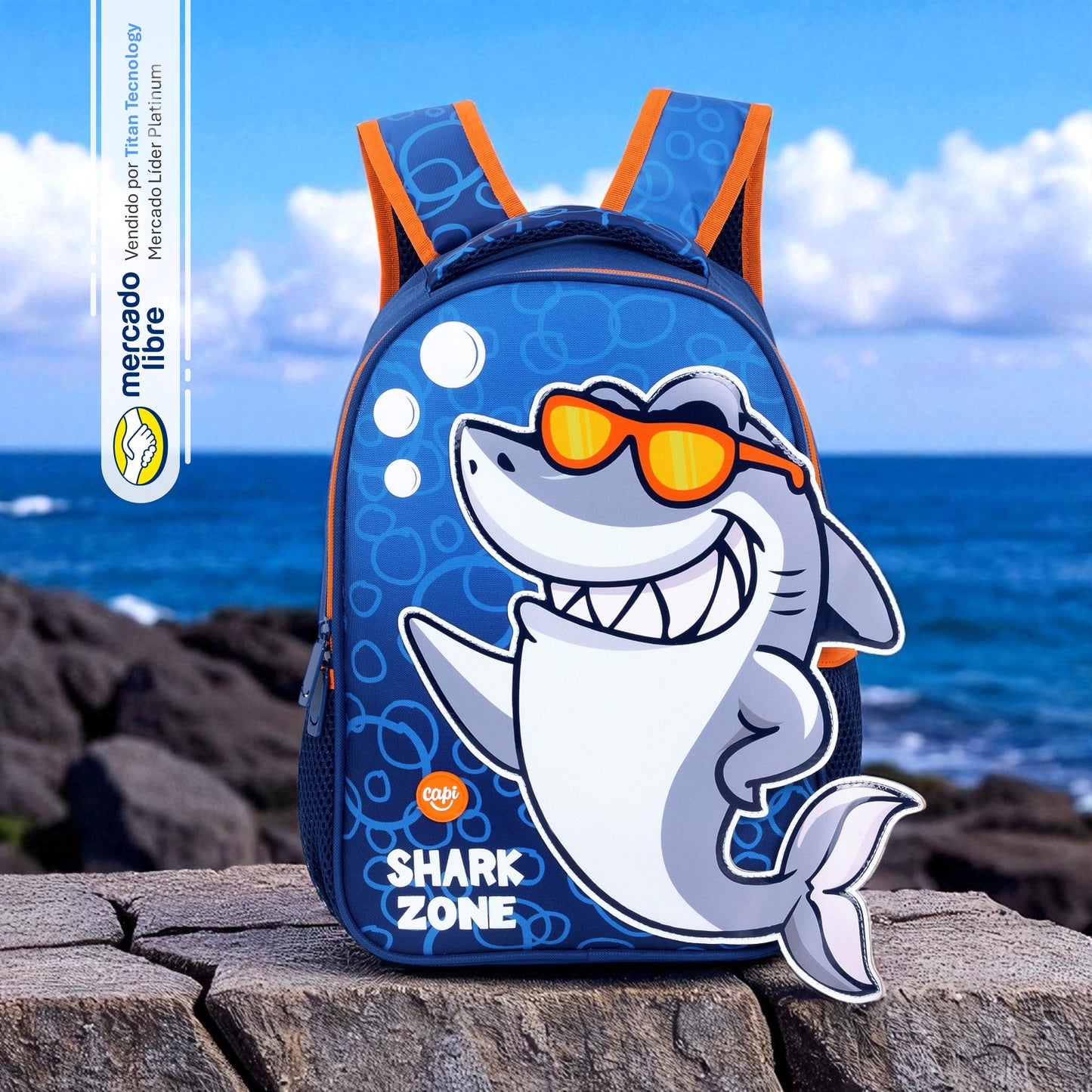 Bolso / Morral Capi Kids Mediano Cool Shark (XS)