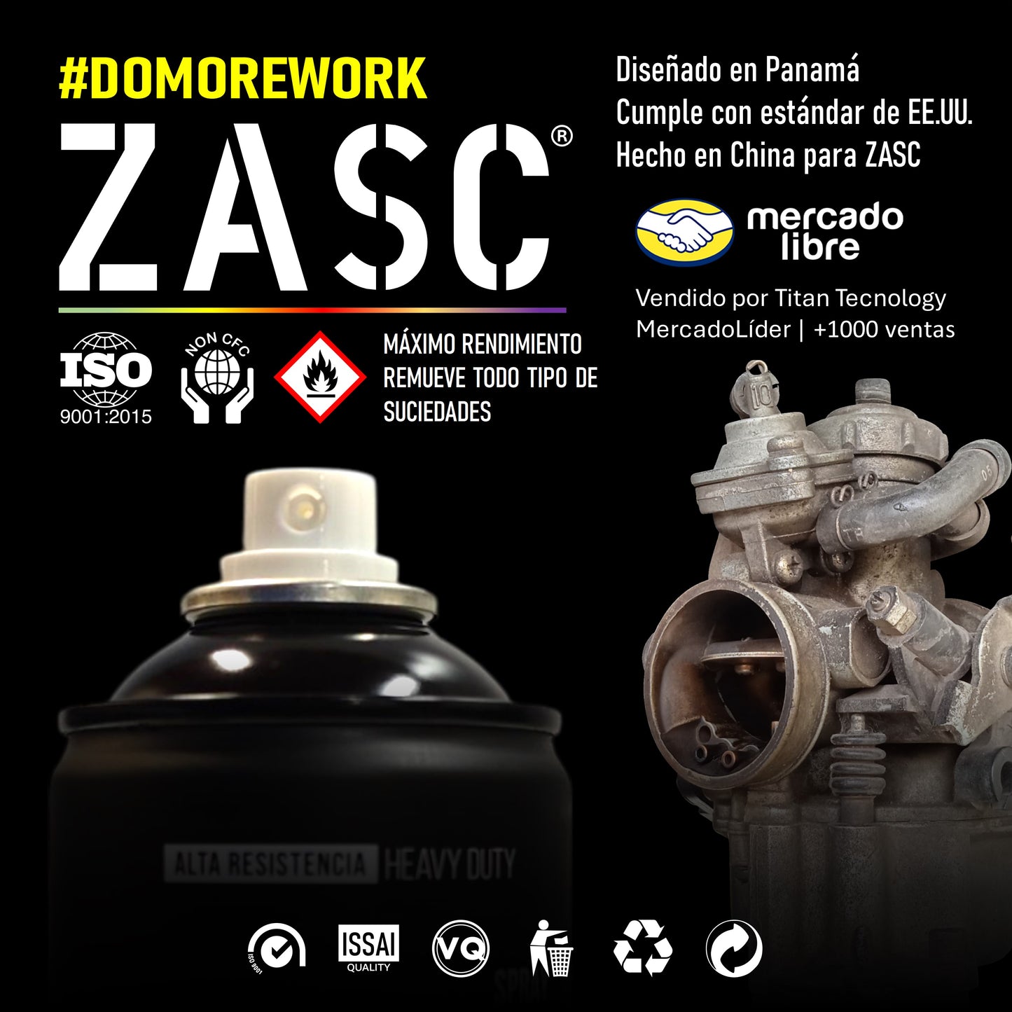 Spray Zasc Limpiador De Carburador Alta Resistencia 450cc