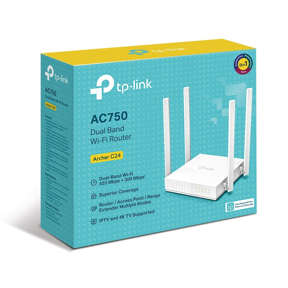 Router Wifi Archer C24 Dual Band AC750 Multimodo 3 en 1