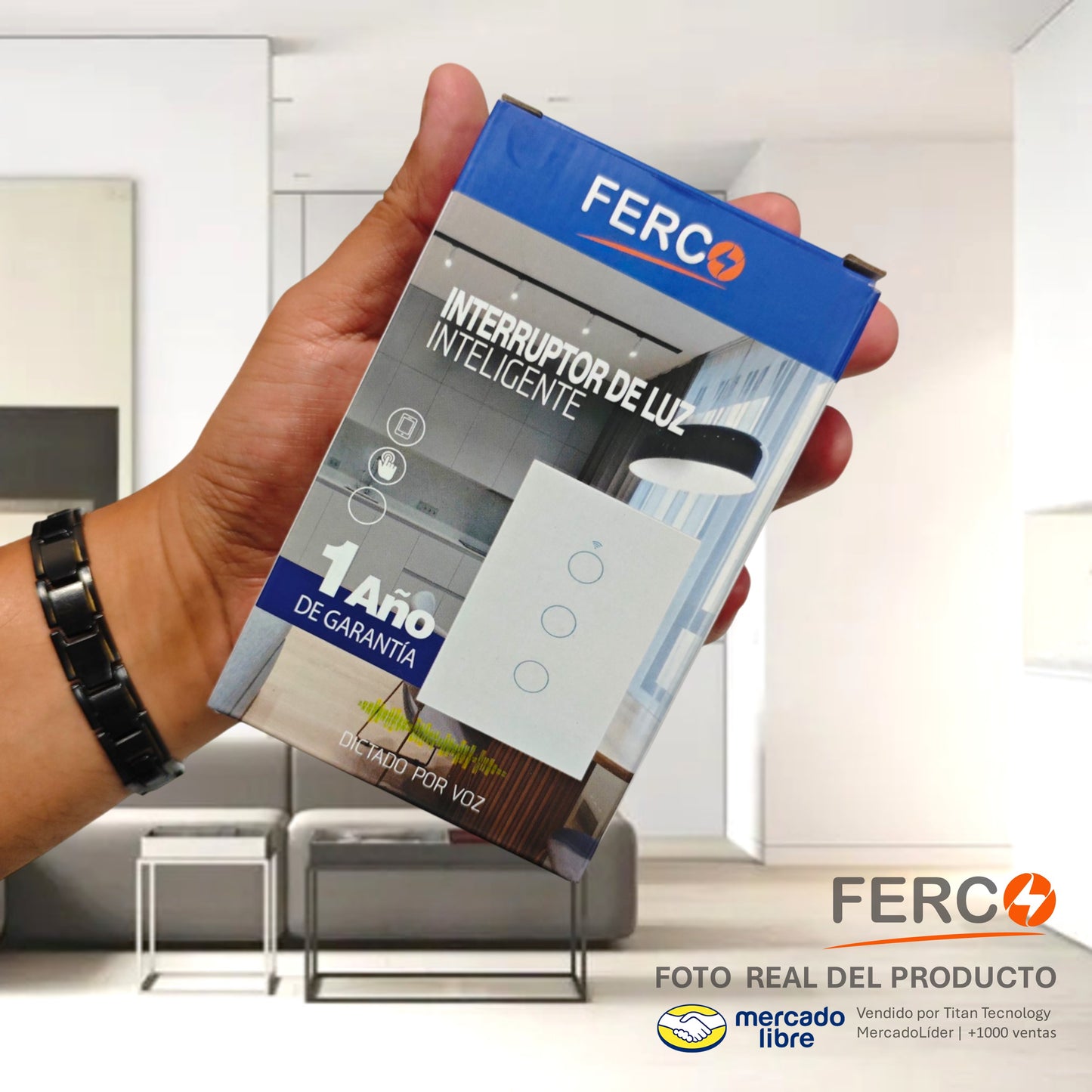 Interruptor Wi-fi Inteligente FERCO Táctil / Voz compatible con Alexa & Google