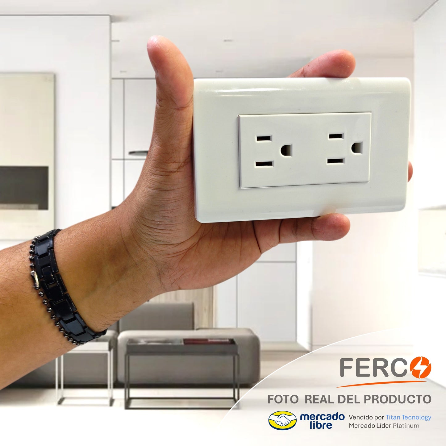 Toma Corriente Doble Ferco Polarizado Blanco 120v / 15a