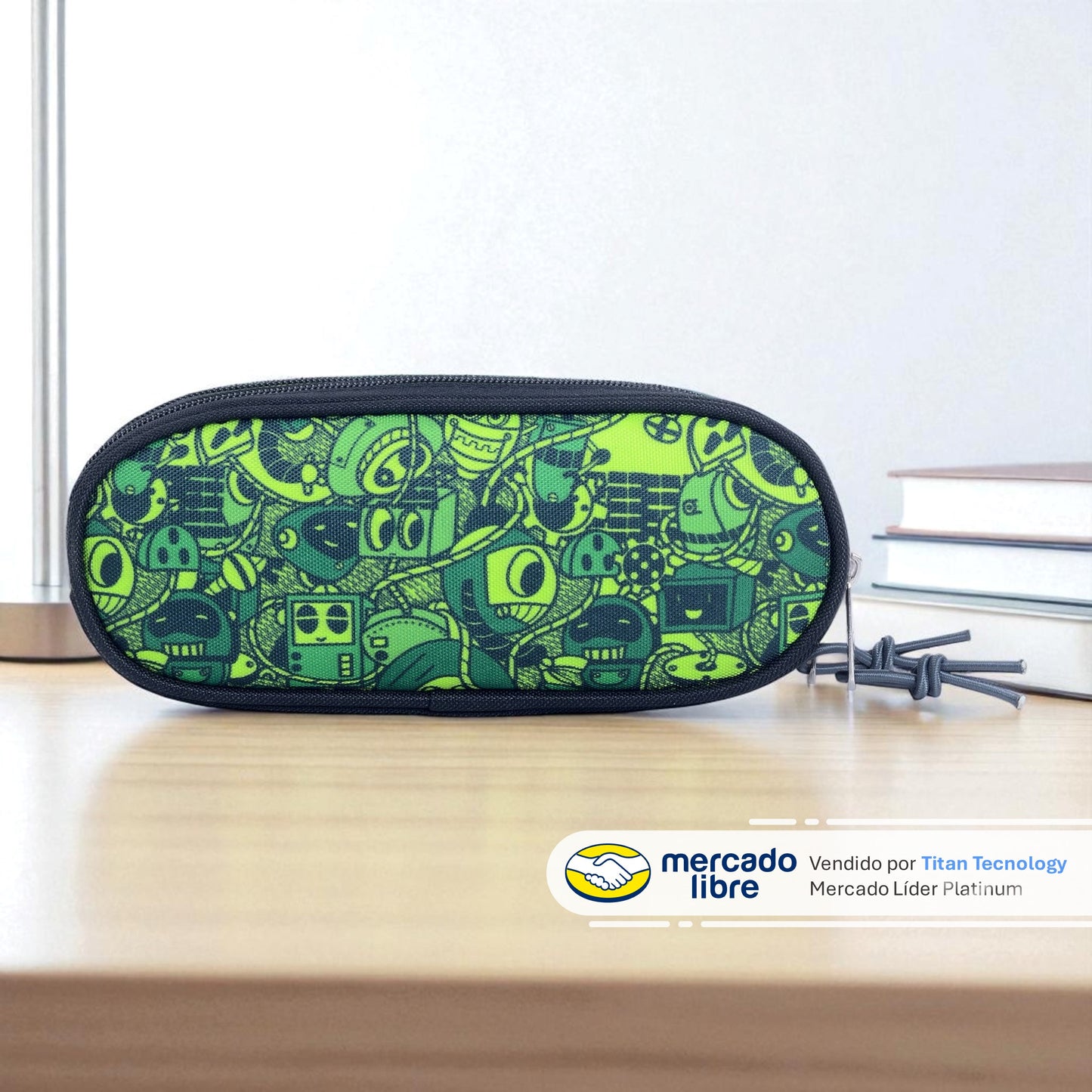 Cartuchera / Estuche Capi Ovalado Doble Cierre Green Doodle