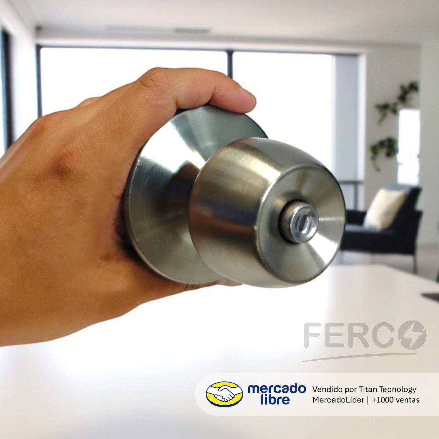 Cerradura De Pomo de Acero Inoxidable Ferco (Sin Llaves)