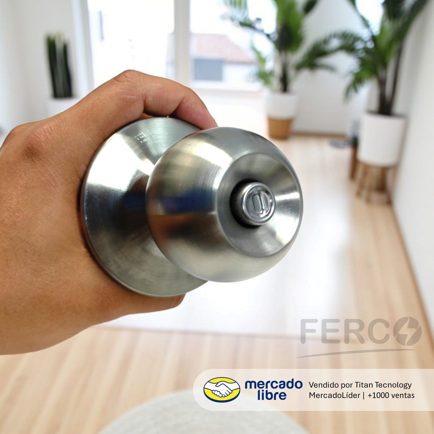 Cerradura De Pomo de Acero Inoxidable Ferco (Sin Llaves)