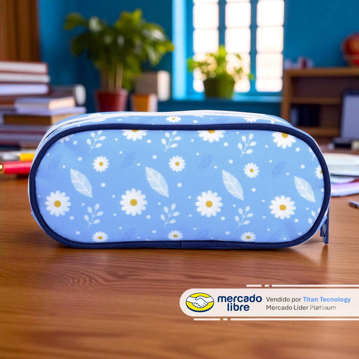 Cartuchera / Estuche Capi Ovalado Doble Cierre Daisy
