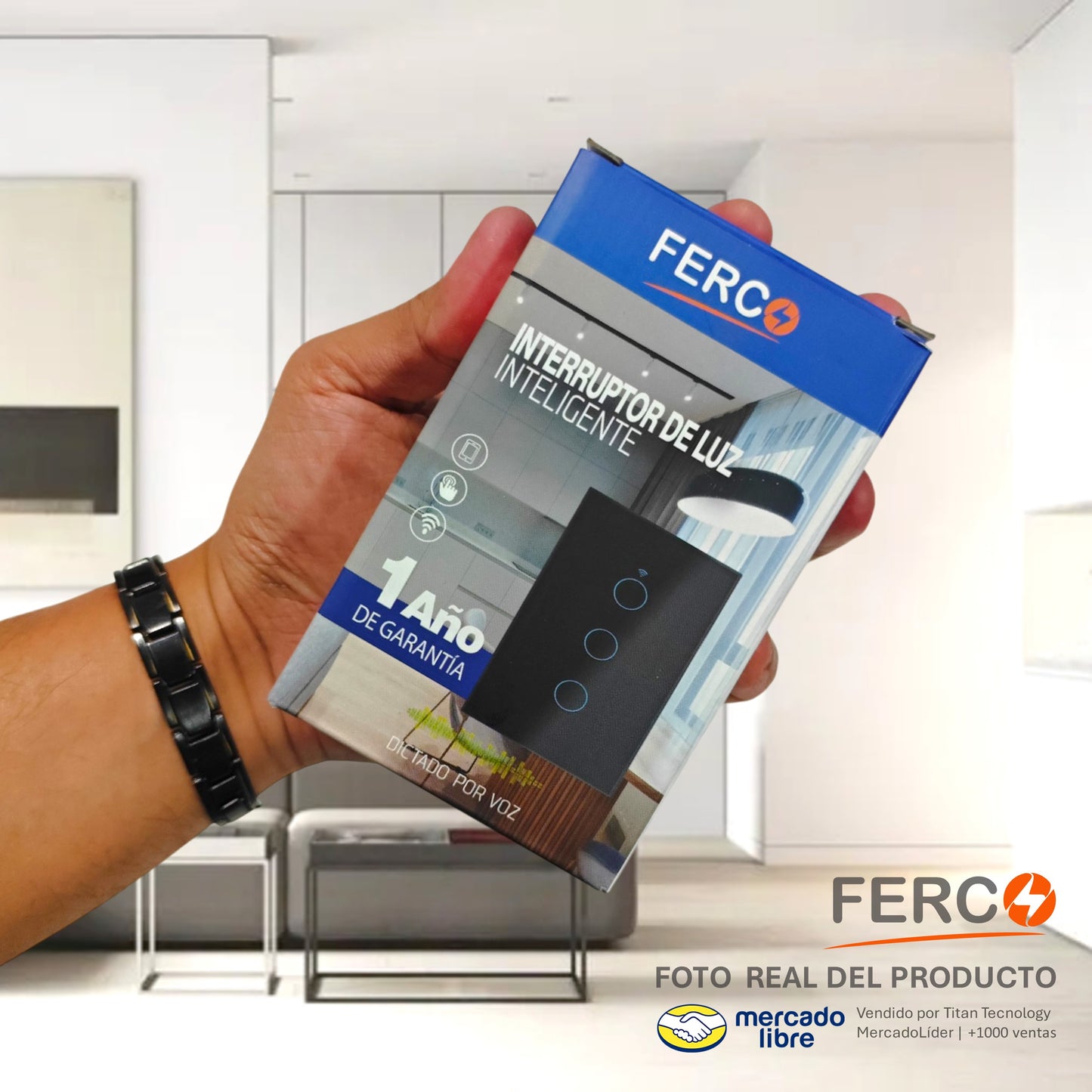 Interruptor Wi-fi Inteligente FERCO Táctil / Voz compatible con Alexa & Google