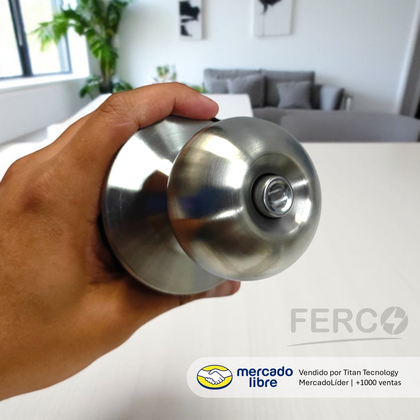 Cerradura De Pomo de Acero Inoxidable Ferco (Sin Llaves)