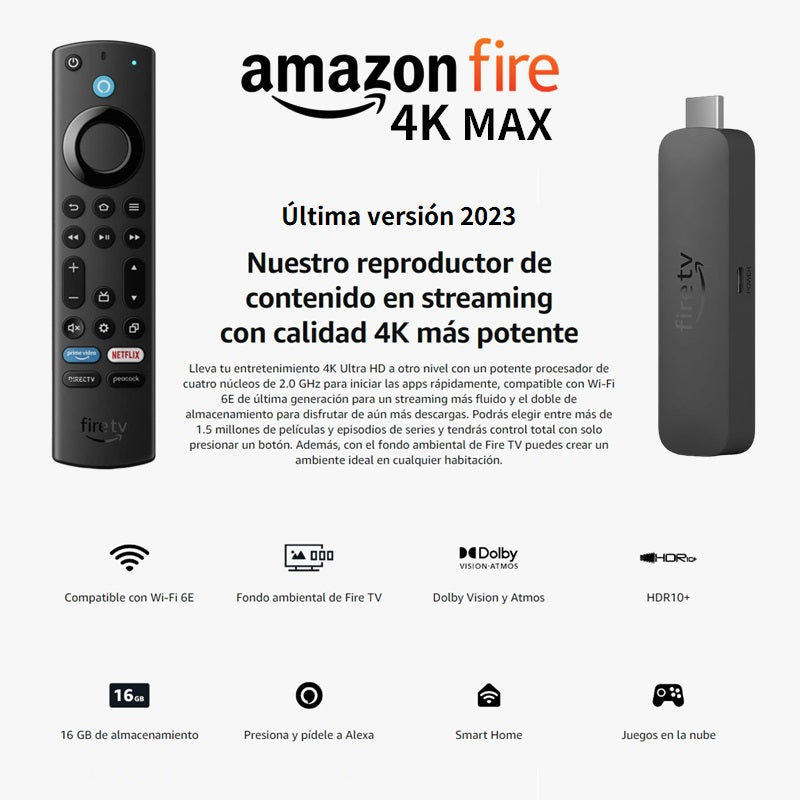 Amazon Fire Tv Stick 4k Max 2nd Gen Wifi 6E / 16 Gb (2023)
