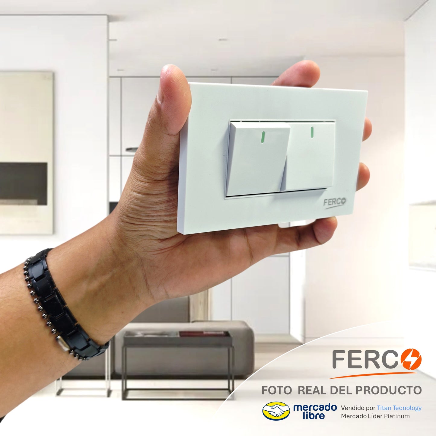 Interruptor / Apagador Ferco Doble Blanco Luminiscente 120v