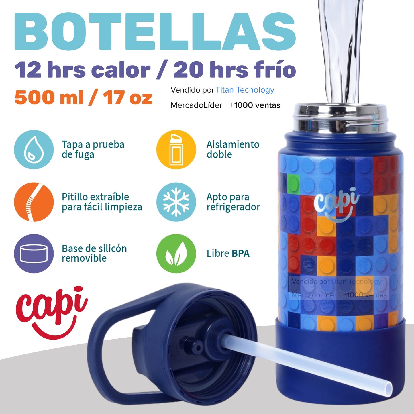 Termo / Vaso / Botella Térmica Capi Frío & Caliente 17oz / 500ml