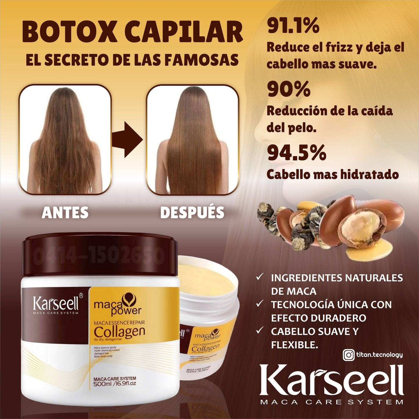 Combo X2 Karseell Mascarilla 500 Ml + Aceite 50 Ml Originales