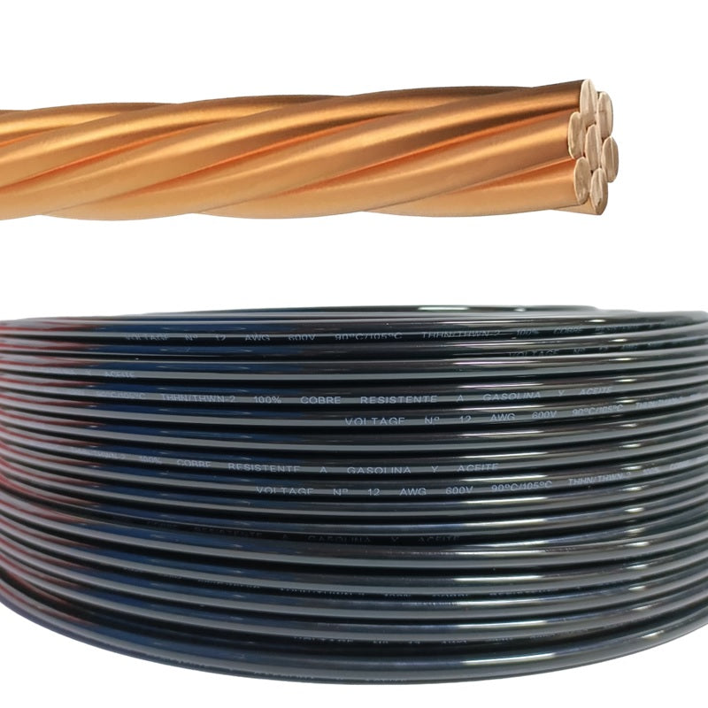 Cable Eléctrico 100% Cobre 12 AWG - Rollo 100 Metros / Voltage