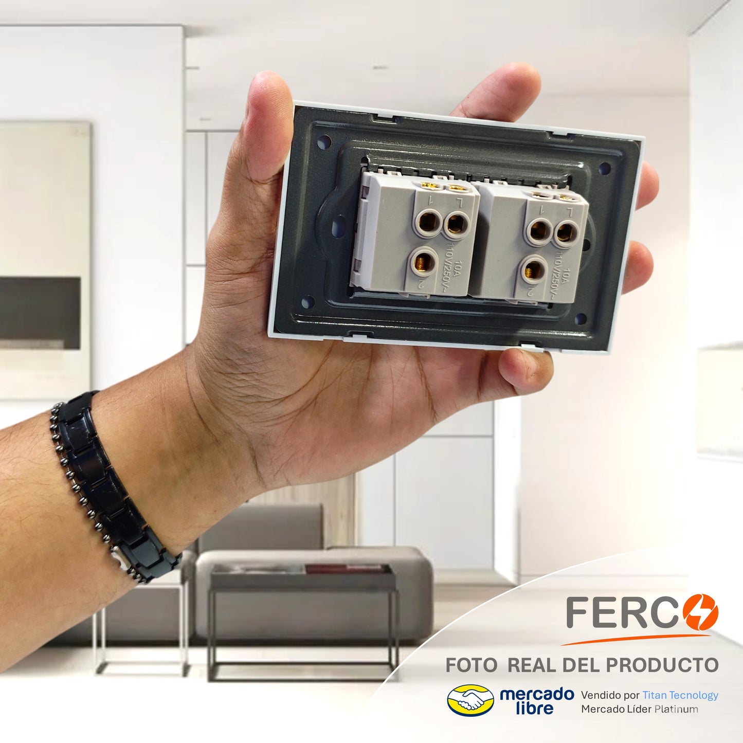 Interruptor / Apagador Ferco Doble Blanco Luminiscente 120v