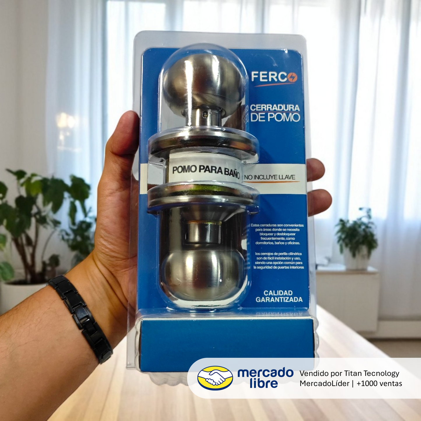 Cerradura De Pomo de Acero Inoxidable Ferco (Sin Llaves)