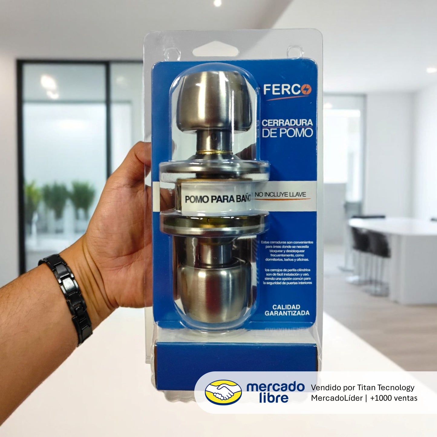 Cerradura De Pomo de Acero Inoxidable Ferco (Sin Llaves)