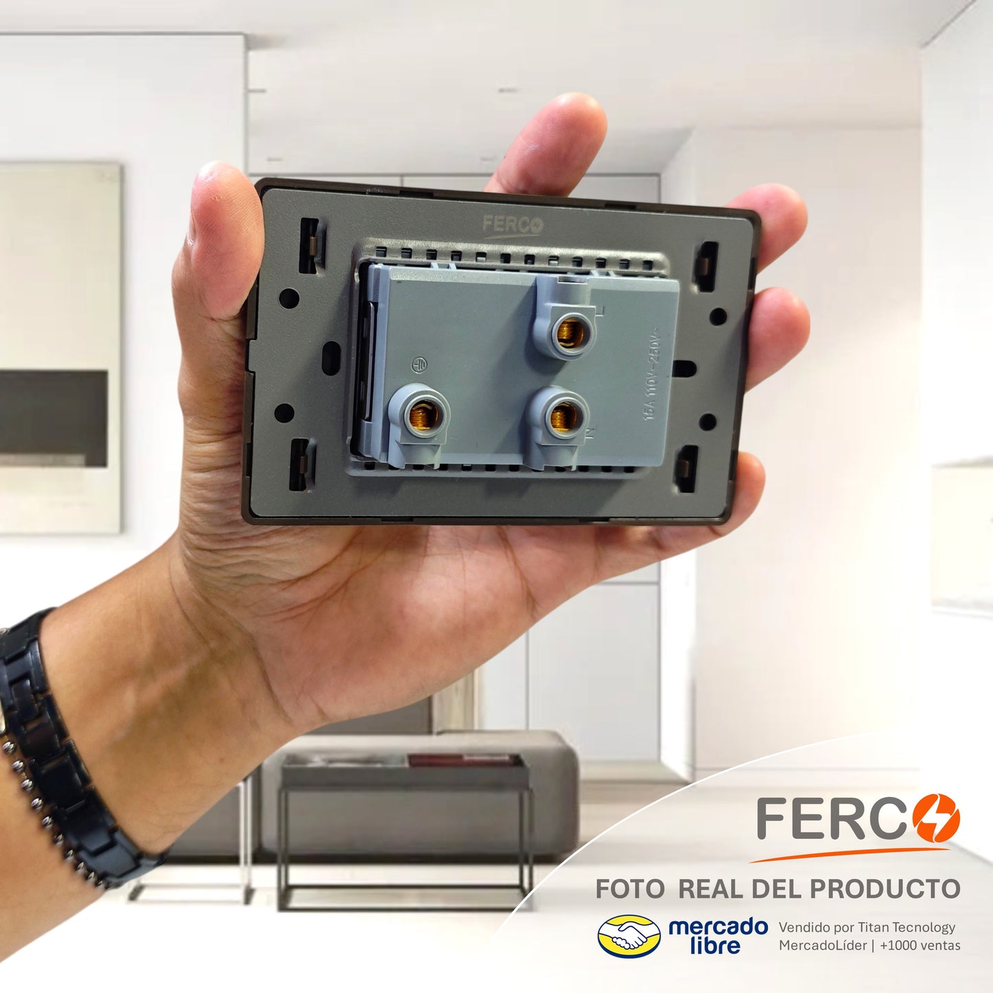 Toma Corriente Doble Ferco Polarizado Metálico 120v / 15a