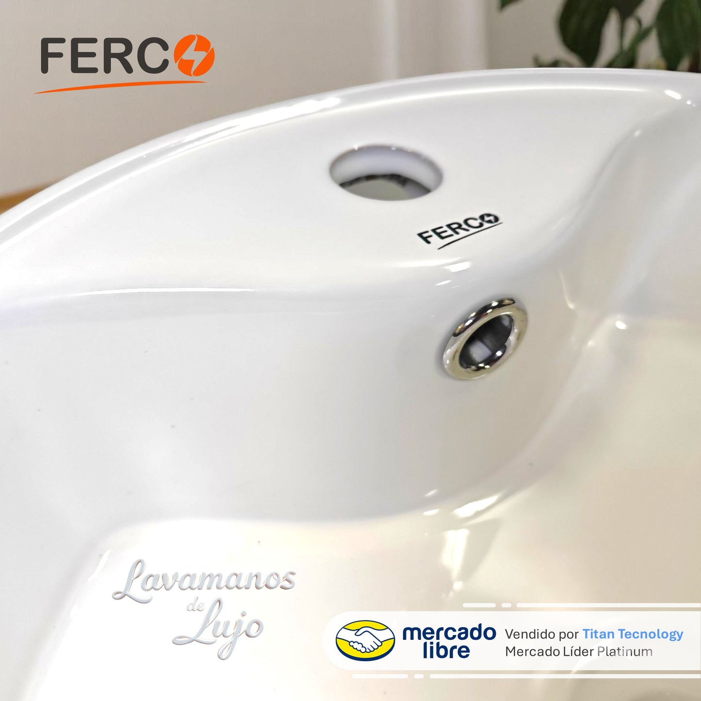 Lavamanos Moderno FERCO Circular Para Sobreponer 46x46cm