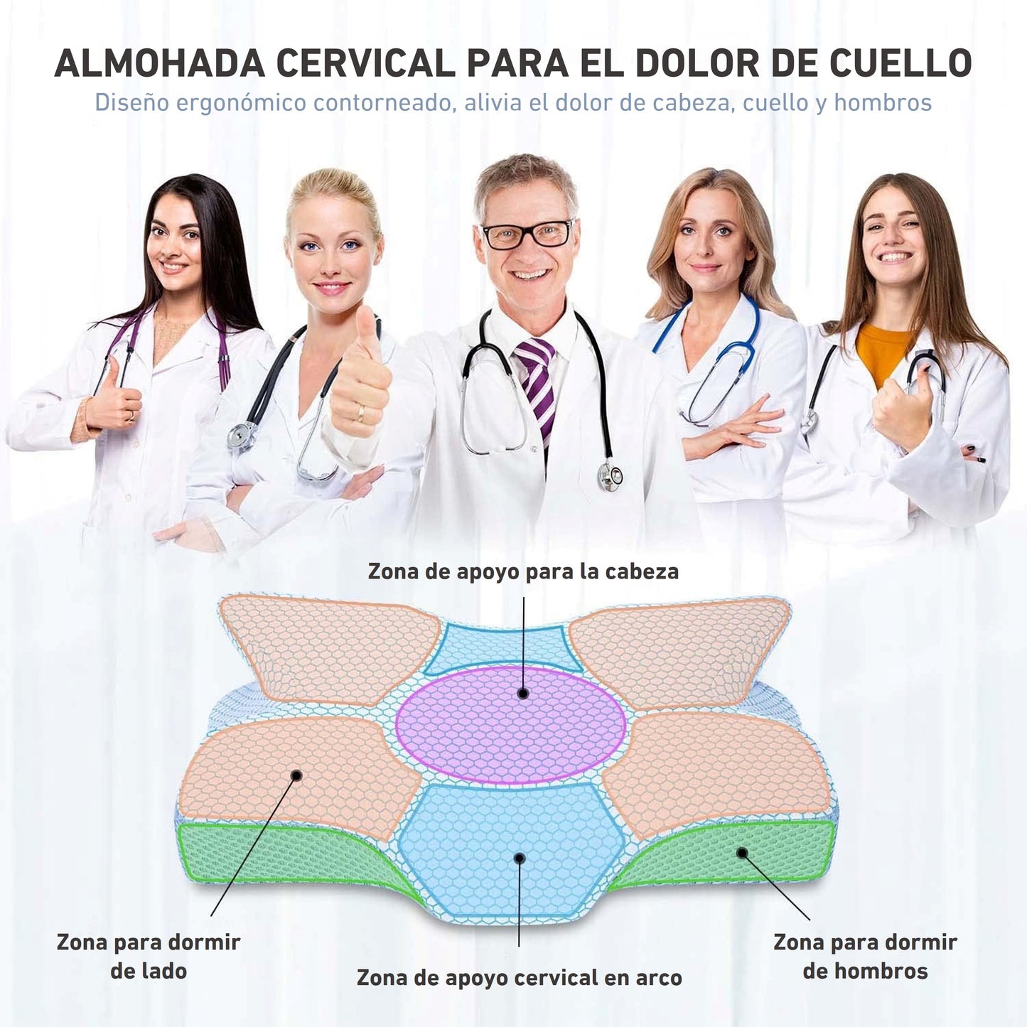 Almohada / Memory Foam Cervical Ortopédica Premium - 64x35cm