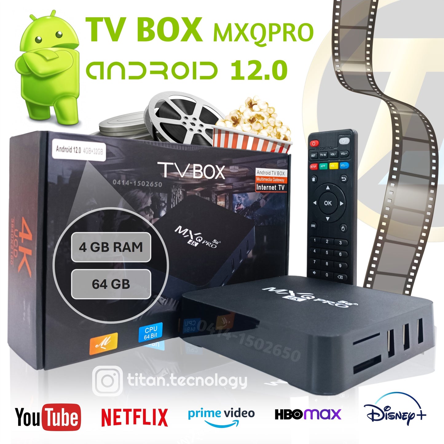 Tv Box Android 4K MxQpro - Wi-fi 2.4G/5G